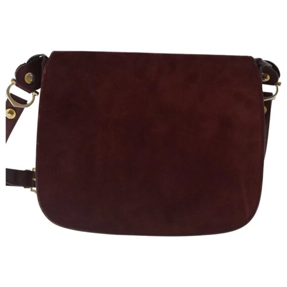 CARTIER Shoulder Bag Suede Red Gold Auth bs19206 - Picture 2 of 16
